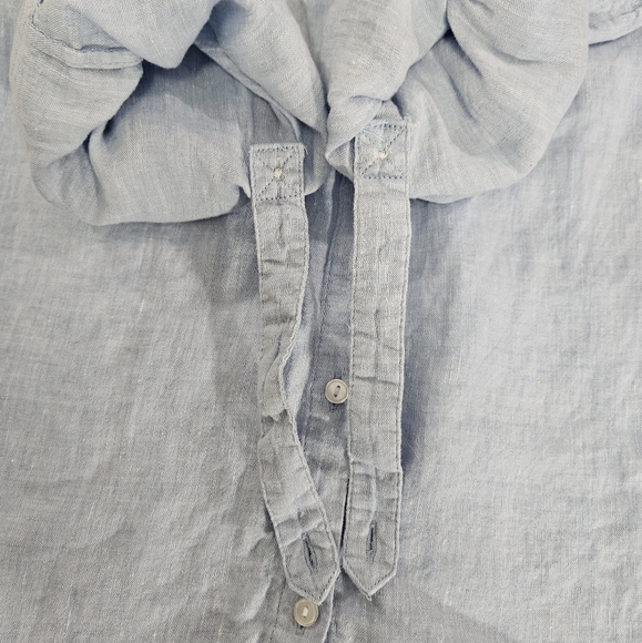 Charter Club blue button down 100% linen shirt women's size Large - Picture 7 of 11